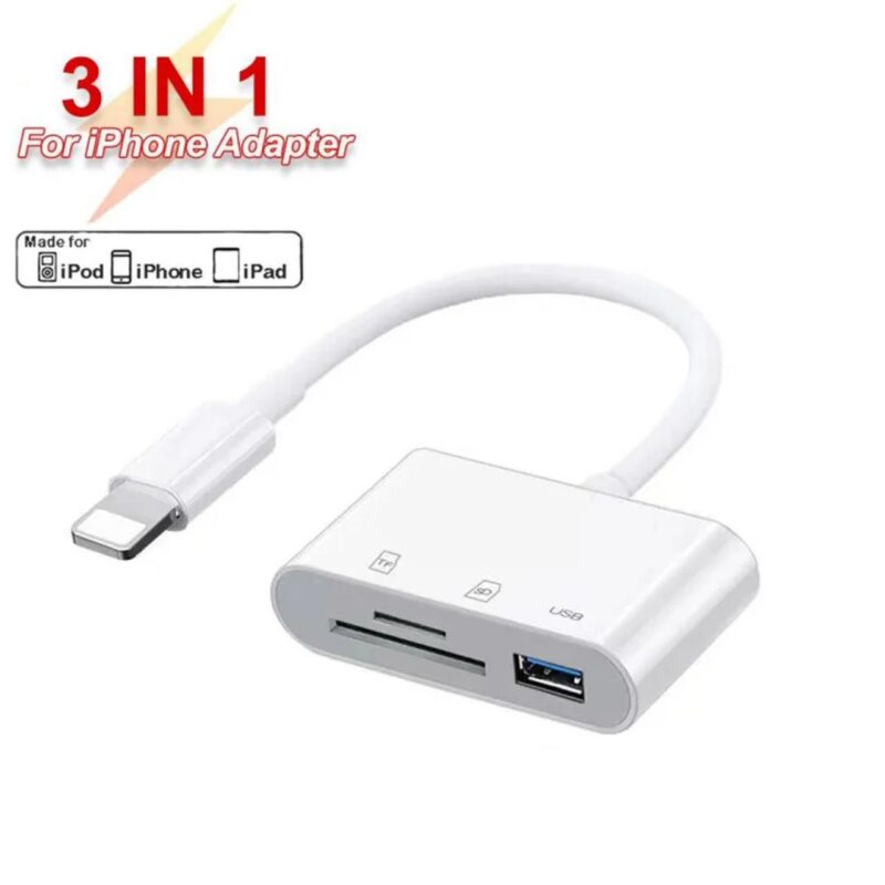3 σε 1 Προσαρμογέας Lightning – SD / USB / TF Card Reader για iPhone & iPad Plug & Play
