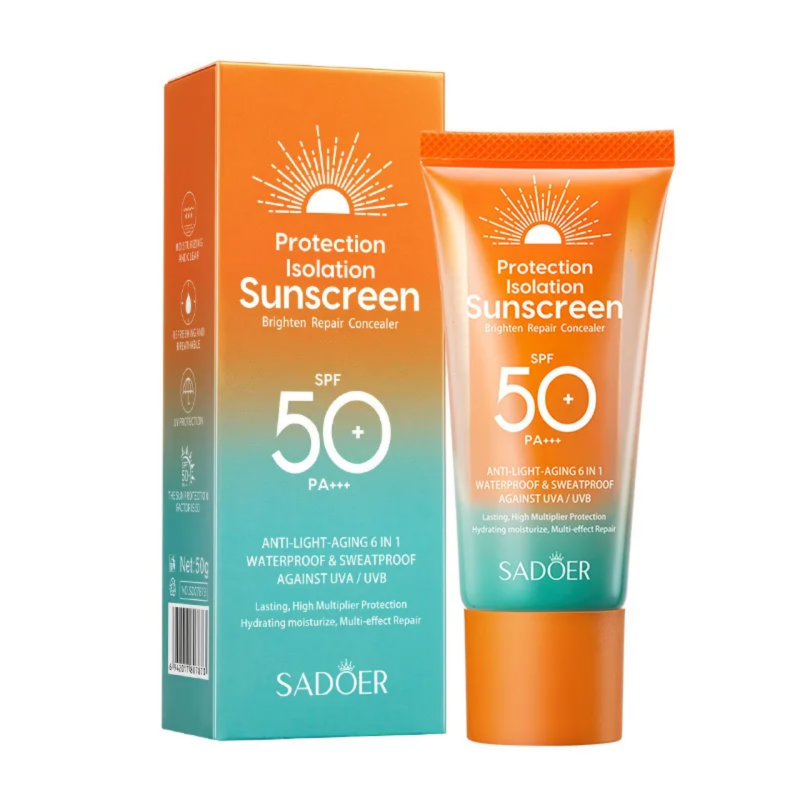 Sadoer Double Barrel Multi‑Care Sunscreen SPF50+ 50ml – Αντηλιακή Κρέμα Προσώπου Με Ενυδάτωση & Αντι‑Ακτινική Προστασία