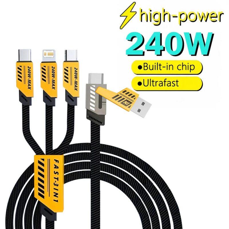2 σε 3 USB Καλώδιο Φόρτισης 240W – Πλεκτό Nylon Multiport Type-C για iPhone 16
