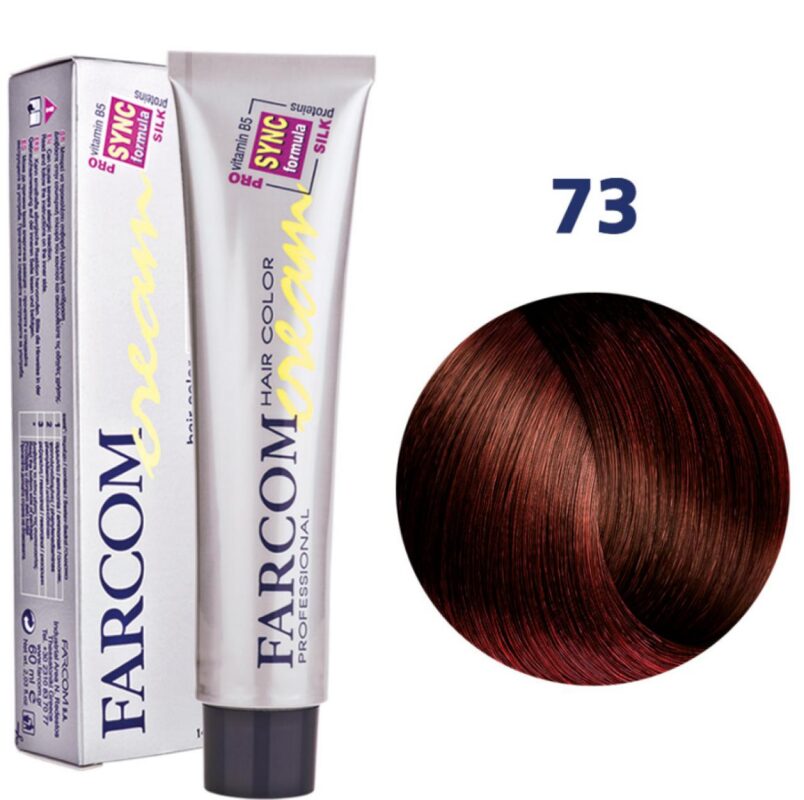 Farcom Hair Color Cream 73 Ξανθό Σκούρο Βαθύ Κόκκινο – Μόνιμη Βαφή Μαλλιών 60ml