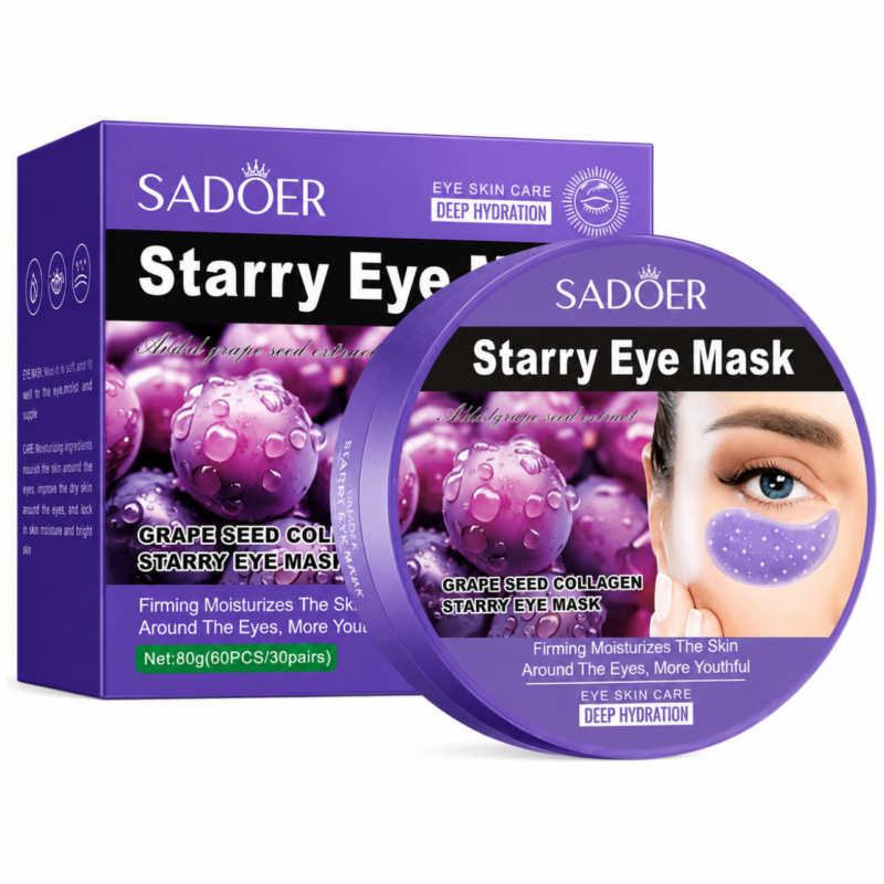 Sadoer Grape Seed Collagen Eye Mask 60pcs – Επιθέματα Ματιών Σύσφιξης & Θρέψης με Εκχύλισμα Σπόρων Σταφυλιού