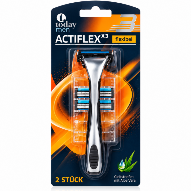 Today Men Actiflex X3 Ξυραφάκι με 2 Κεφαλές – Άνετο Ξύρισμα με Ευλύγιστη Κεφαλή & Aloe Vera