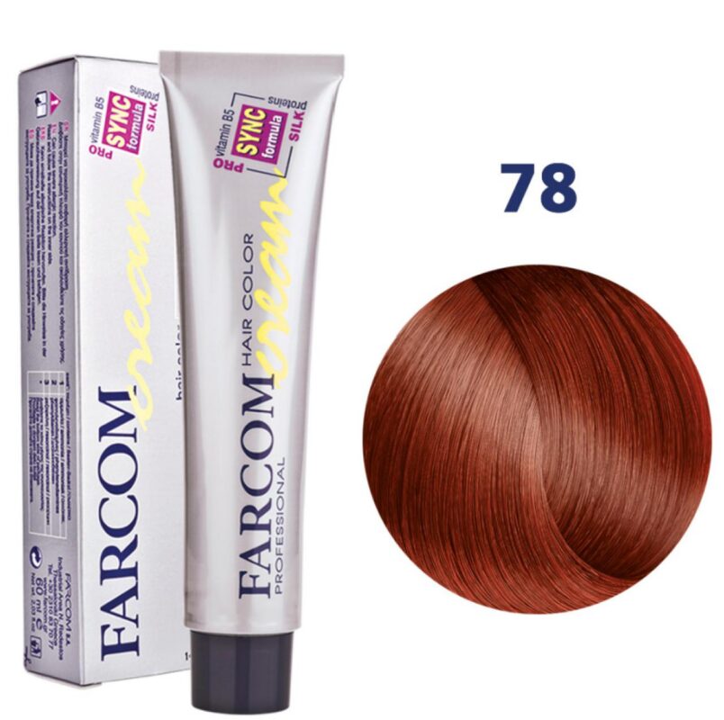 Farcom Hair Color Cream 78 Ξανθό Κόκκινο Ιριζέ 60ml – Επαγγελματική Μόνιμη Βαφή