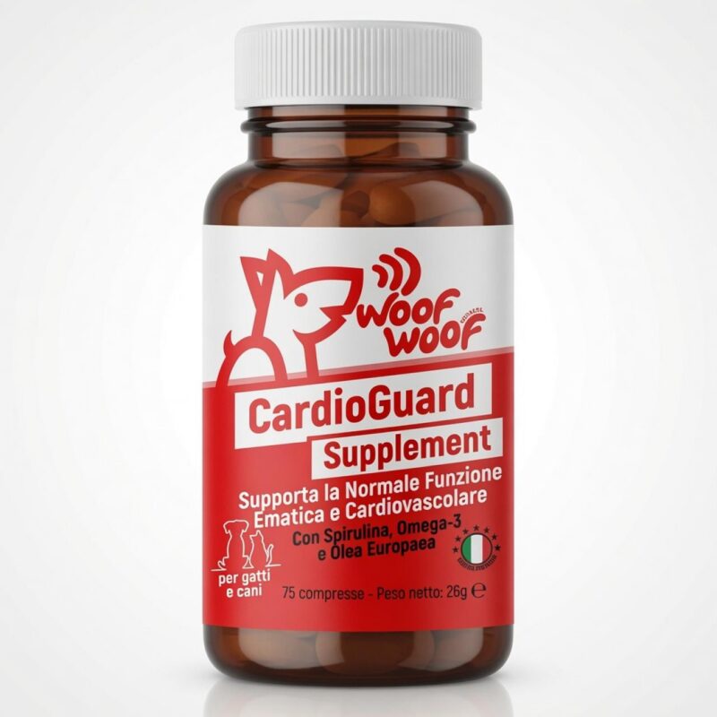 Woof Woof Wellness CardioGuard Supplement για Σκύλους & Γάτες – 75 Ταμπλέτες – Υποστήριξη Καρδιαγγειακής & Αιματικής Λειτουργίας